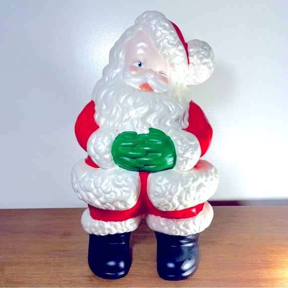 Large Vintage 14 1/2 Inch Atlantic Mold Ceramic Winking Santa Christmas Decor - Picture 2 of 15